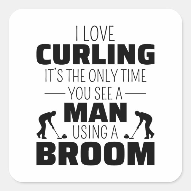 Curling Ice sport Stone Broom Square Sticker (Front)
