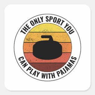 Curling Ice sport Stone Broom Square Sticker