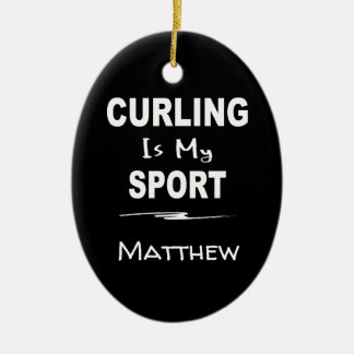 Curling is My Sport Oval Ceramic Tree Decoration