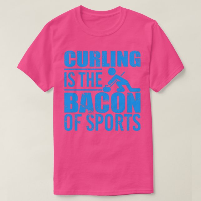Curling Is The Bacon Of Sports Distressed Blue T-Shirt (Design Front)