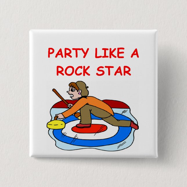 curling joke 15 cm square badge (Front)
