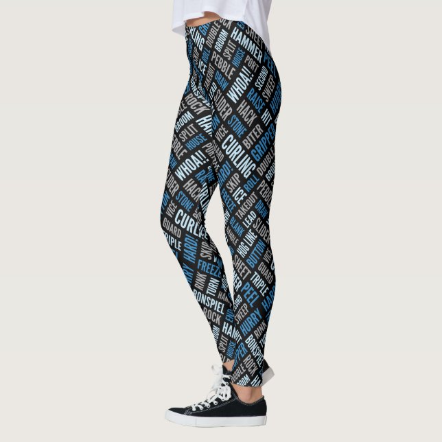 Curling Lingo Leggings - Blue and Black (Left)