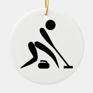 Curling Pictogram Ceramic Tree Decoration