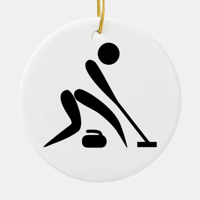 Curling Pictogram Ceramic Tree Decoration (Front)