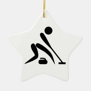 Curling Pictogram Ceramic Tree Decoration