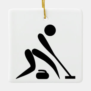 Curling Pictogram Ceramic Tree Decoration