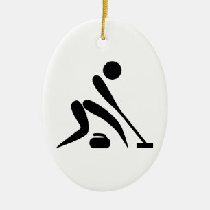 Curling Pictogram Ceramic Tree Decoration