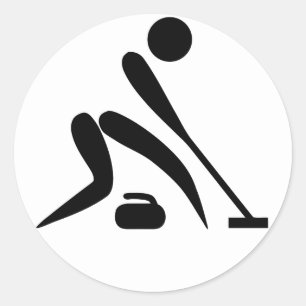 Curling Pictograph Classic Round Sticker