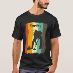 Curling Retro 70s Vintage Curler Sweeping Men T-Shirt