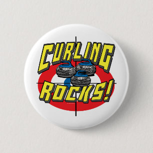 Curling Rocks Blue Stones t-shirts and Gift Ideas 6 Cm Round Badge