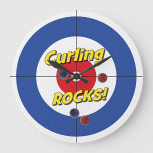 "Curling ROCKS!" Curler's Clock - (Blue)