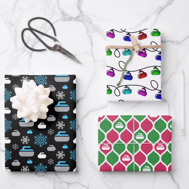 Curling Rocks Wrapping Paper Sheets - Assortment (Front)
