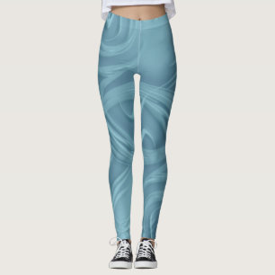 Curling Shadows Over Blue Artwork Leggings