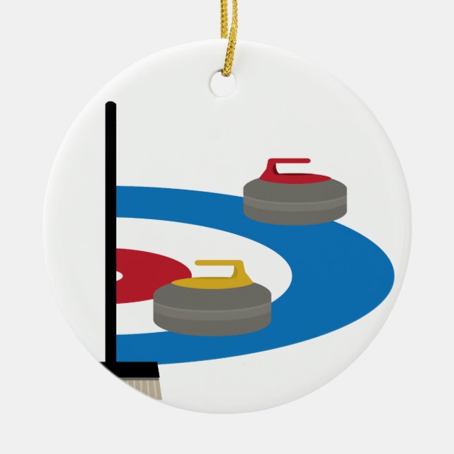 Curling Sport Ceramic Tree Decoration (Front)