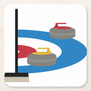 Curling Sport Square Paper Coaster
