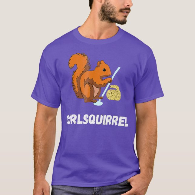 Curling Squirrels Curler Rodent Winter Sport T-Shirt (Front)