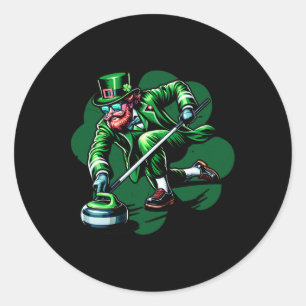 Curling St Patricks Day Irish Shamrock Curler Classic Round Sticker