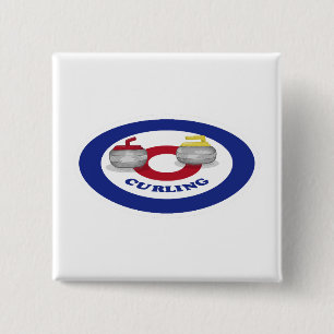 Curling stone 15 cm square badge