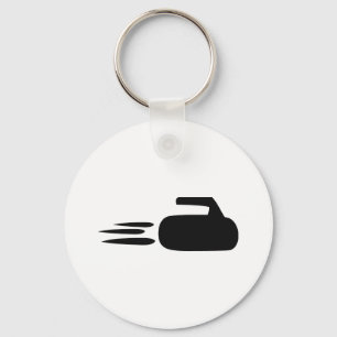 curling stone icon key ring