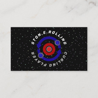 Curling Stone rolling like the Earth's orbit Business Card