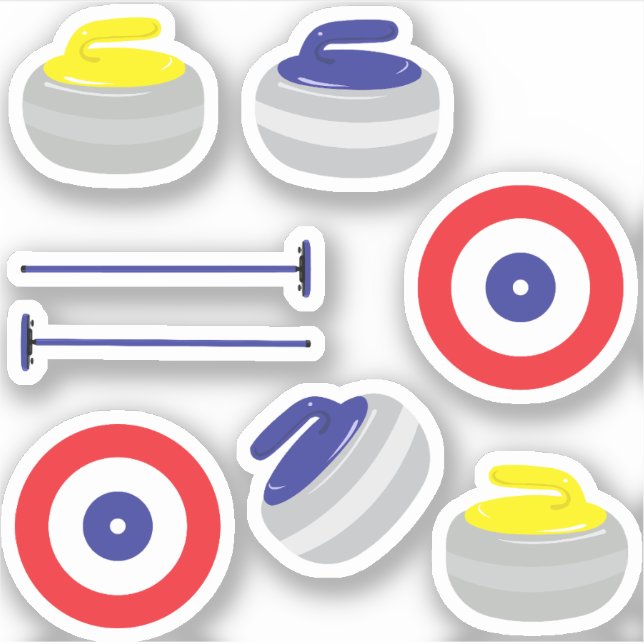 Curling Stones, Brooms and Targets (Front)