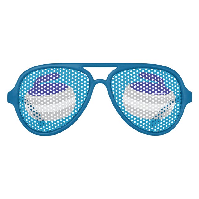 Curling Stones Colourful Ice Sport Party Aviator Sunglasses (Front)