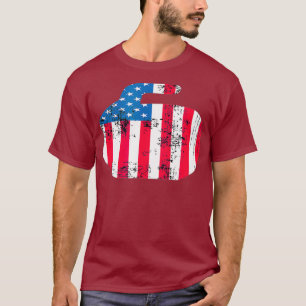 Curling T Vintage US Flag Rock Curler for Fans T-Shirt