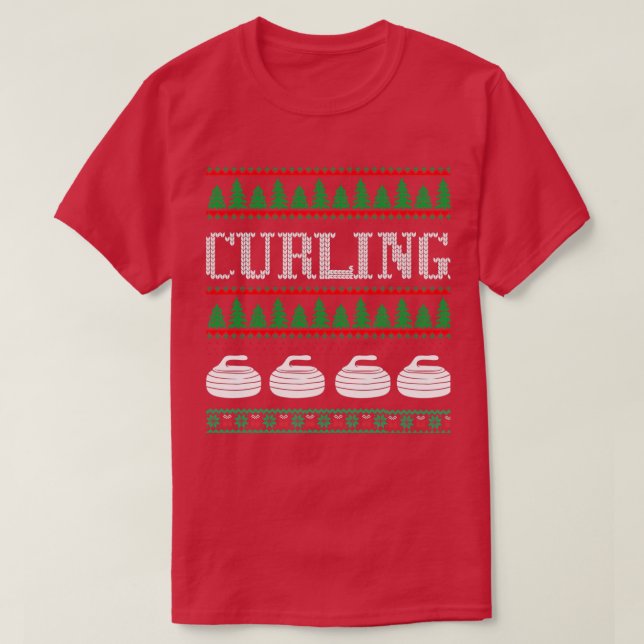 Curling Ugly ChristmasfunnyCurling UglyKnitting Le T-Shirt (Design Front)