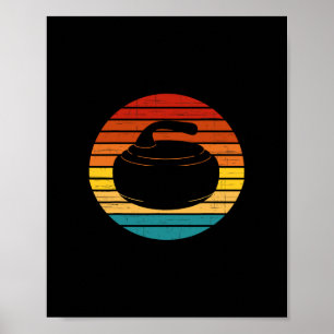 Curling Vintage Retro Curling Stone Poster