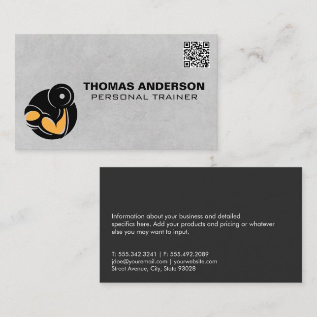 Curling Weights | Fitness Logo | QR Code Business Card (Front/Back)