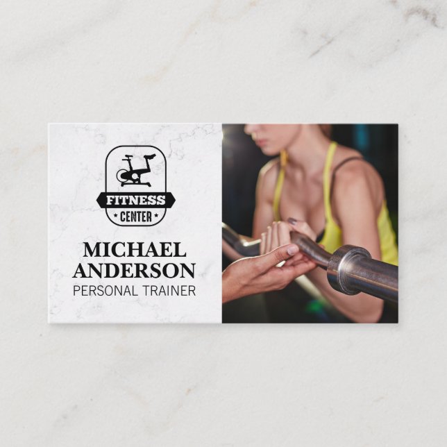Curling Weights Logo | Fitness Centre Logo Business Card (Front)