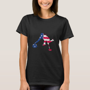 Curling  White Red Blue American Flag Curling Play T-Shirt
