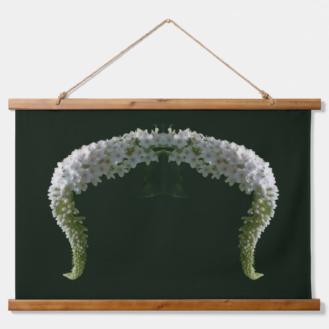 Curling White Wildflower Abstract  Hanging Tapestry (Front)