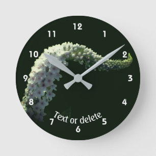Curling White Wildflower Personalised   Round Clock