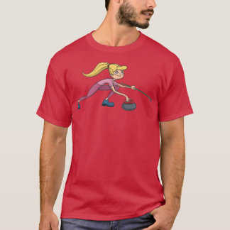 Curling woman ice winter sport T-Shirt