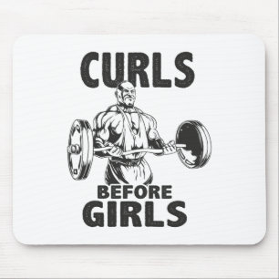 Curls Before Girls - Gym Motivational Mouse Mat