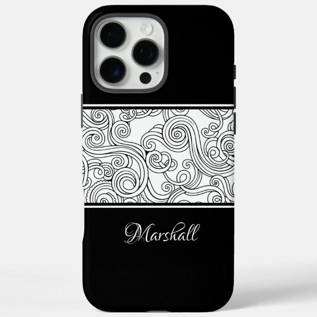 Curls Design Black and White Case-Mate iPhone Case (Back)