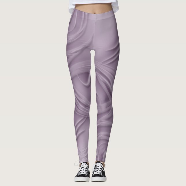 Curls Over Purple Artwork Leggings (Front)