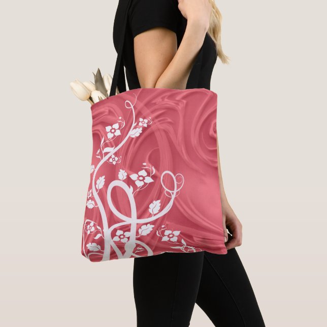 Curls Over Red Artwork Tote Bag (Close Up)