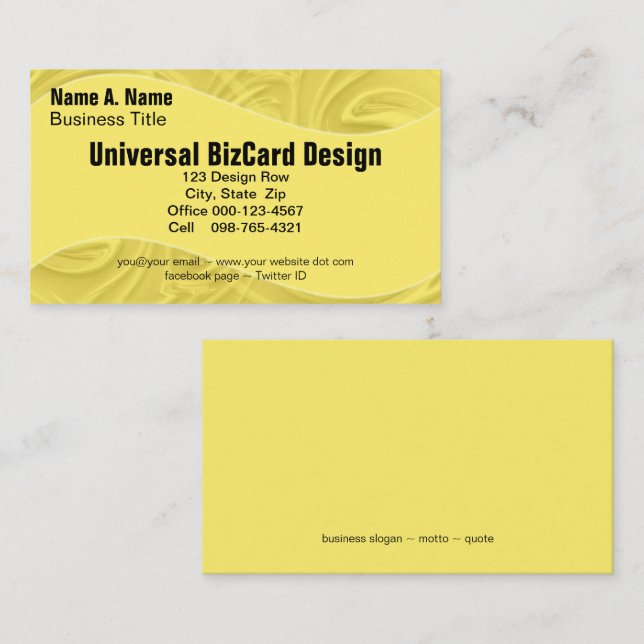 Curls Over Yellow Artwork Business Card (Front/Back)