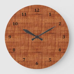 Curly Acacia Wood Grain Look Large Clock