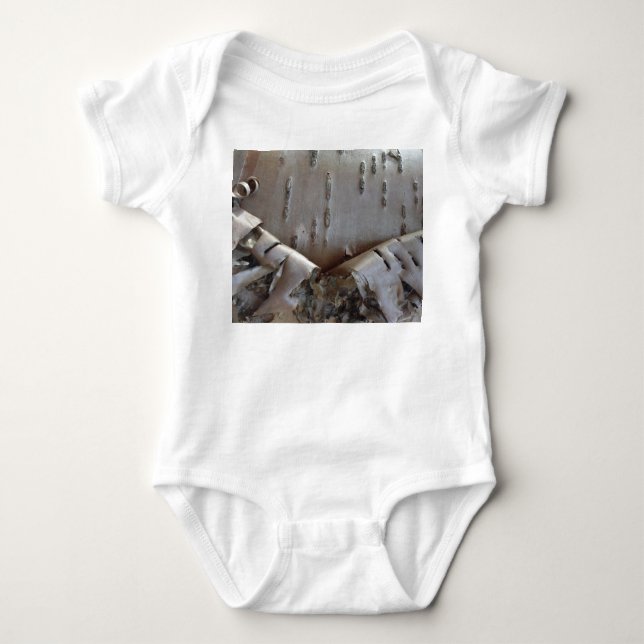 Curly Birch Bark Tree Rustic Baby Bodysuit (Front)
