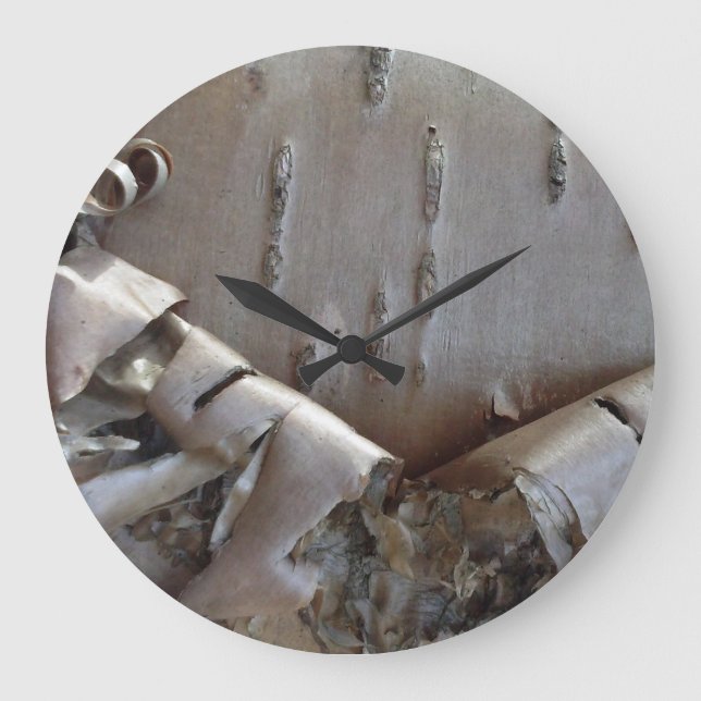 Curly Birch Bark Tree Rustic Large Clock (Front)