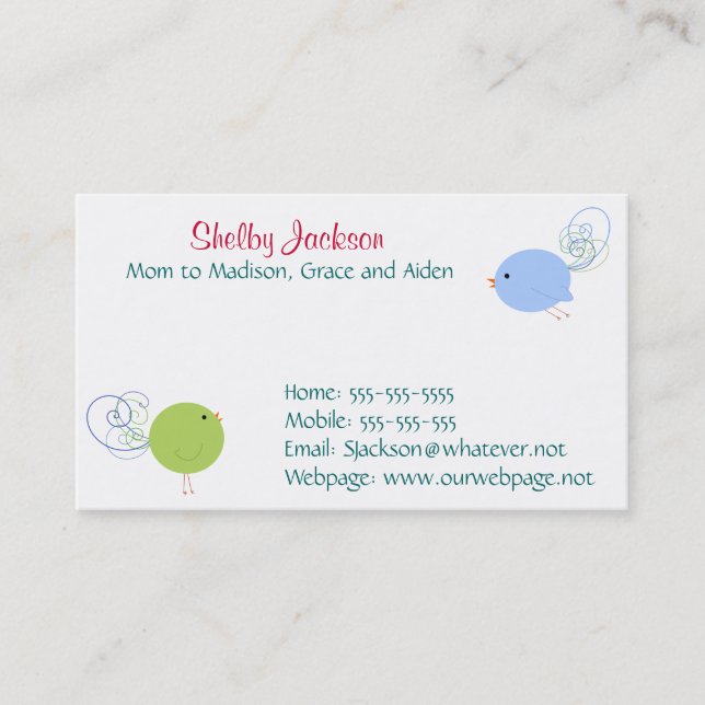 Curly Birds Business Card (Front)