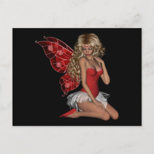 Curly Blonde 3D Fairy in Pink Postcard
