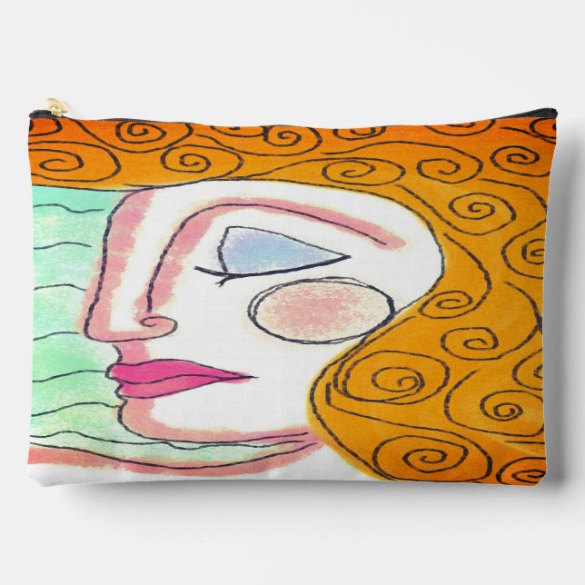 Curly Blonde Hair Abstract Art Accessory Pouch (Front)