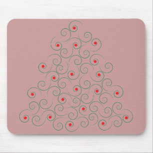 Curly Christmas Tree Pink Mouse Mat