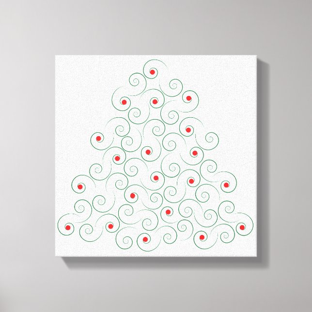 Curly Christmas Tree White Canvas Print (Front)