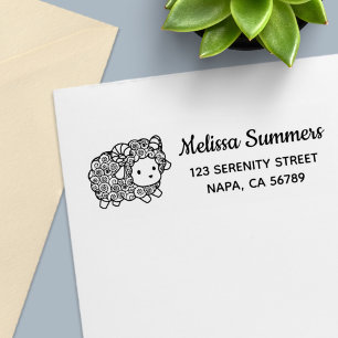 Curly Coat Little Sheep Ram Return Address Self-inking Stamp