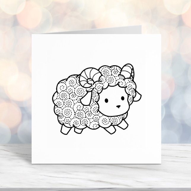 Curly Coat Little Sheep Ram Self-inking Stamp (Creator Uploaded)